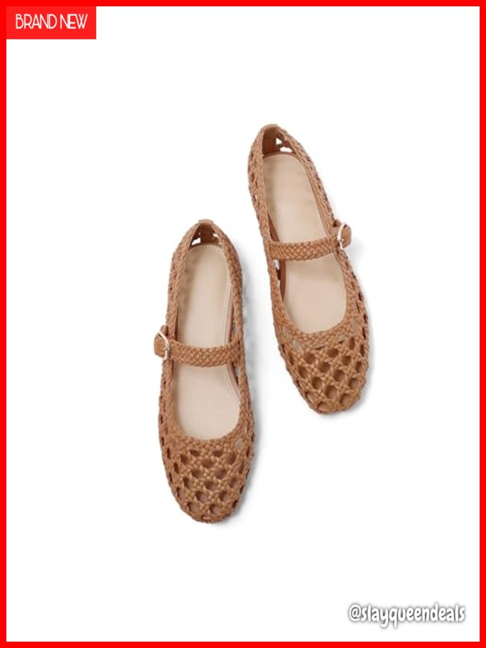Women's Mesh Ballet Flats Square Toe Adjustable Buckle Ballerina Shoes